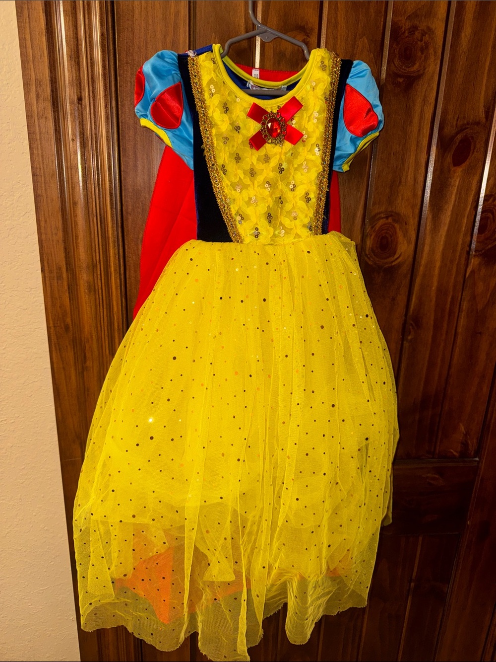 Snow White Classic Yellow Princess Theater Dress with Red Cape
